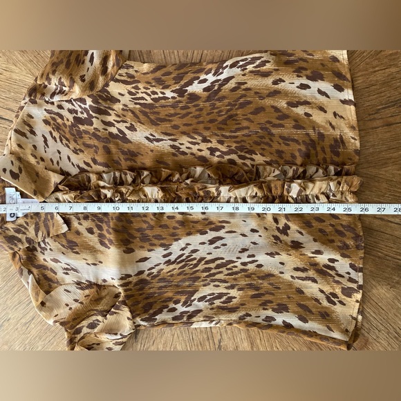✨🥳host pick 🤩🥂Chagall Vintage Leopard Print Sheer Ruffled Front Blouse - Sz 8 - Picture 8 of 8